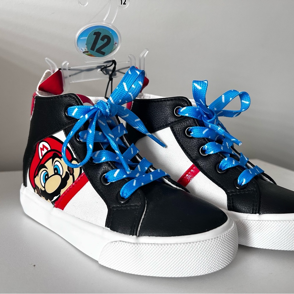Nintendo White and Black Sneakers with Blue Accents